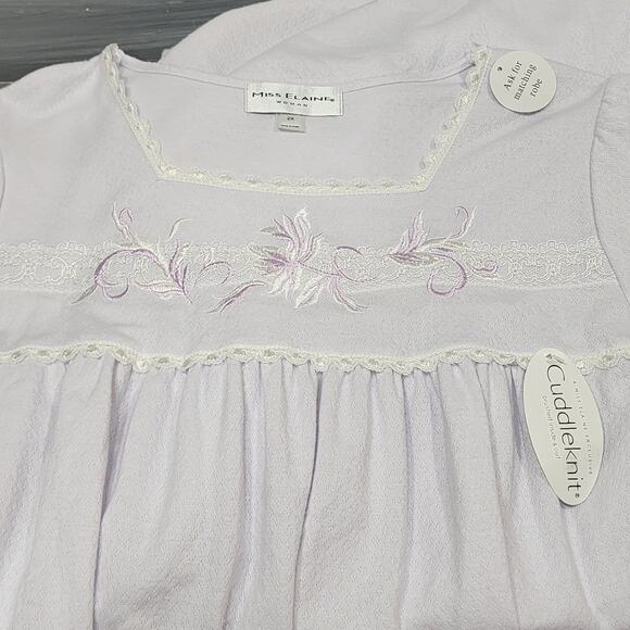Miss Elaine Embroidered Nightgown Lavender Size 2X Soft Cuddleknit Fabric - Picture 5 of 13